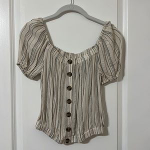 American Eagle casual blower. White with blue stripes. Only worn once!